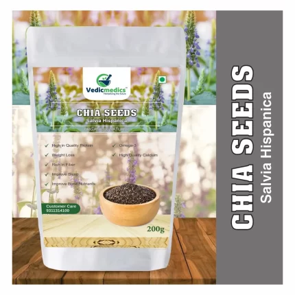 Vedicmedics Raw Chia Seeds for Weight Loss, Calcium Rich Superfood Black Chia Seeds (200 g)